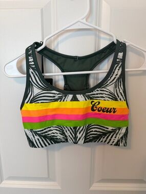 Multicolor Stripe Sports Bra - Green Accent